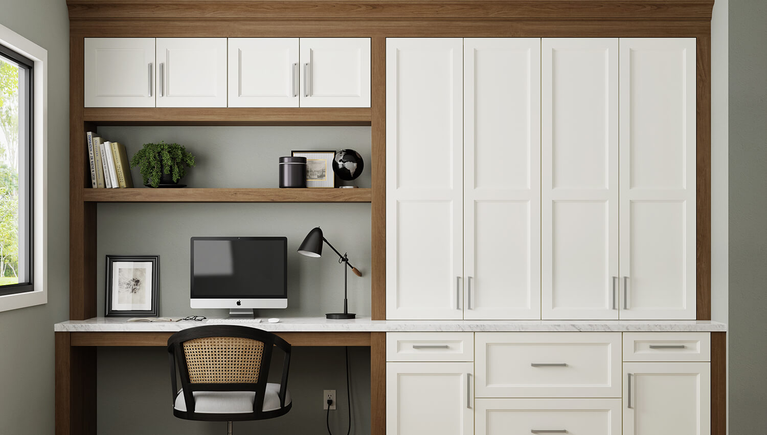 Adding a home office space that coordinates seamlessly with the other cabinetry and millwork throughout your home creates a fantastic place to get work done from home.