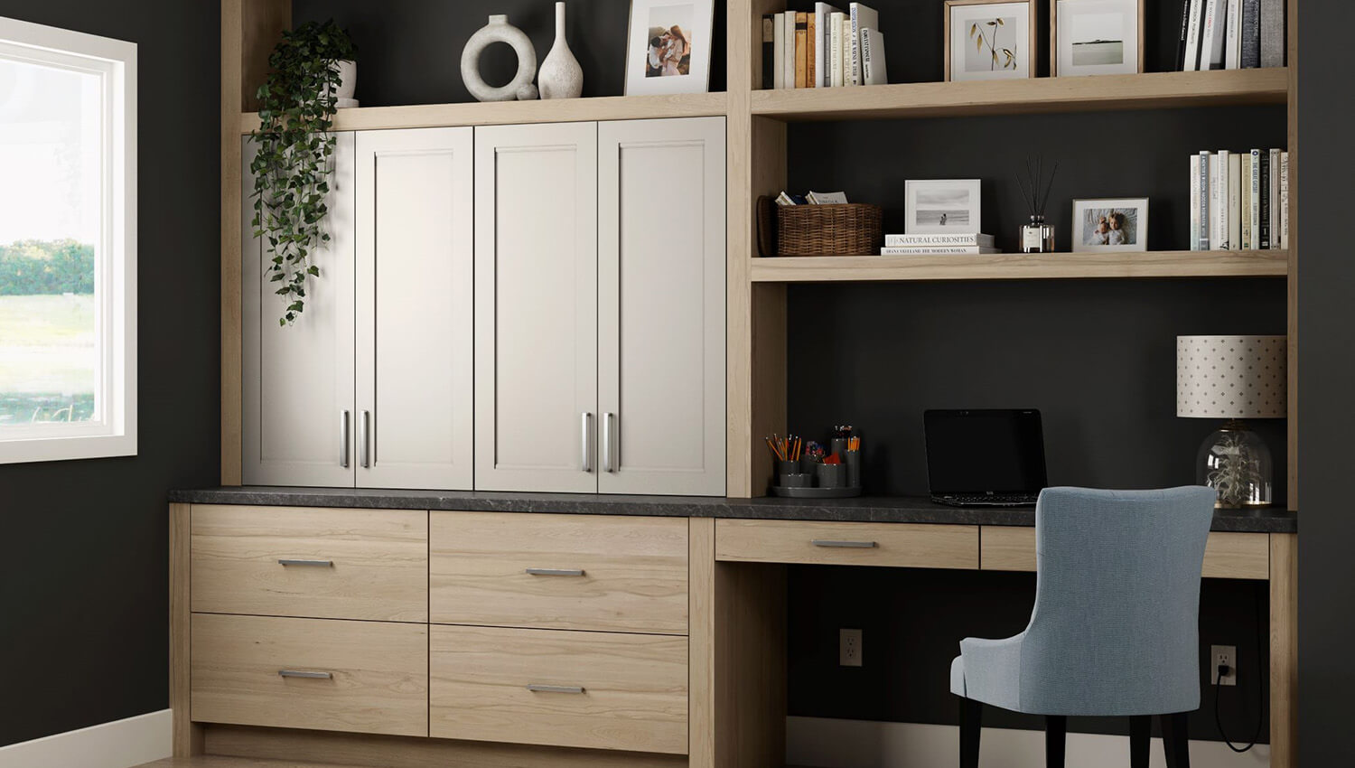 Adding a home office space that coordinates seamlessly with the other cabinetry and millwork throughout your home creates a fantastic place to get work done from home.