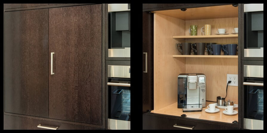 Dura Supreme Cabinetry, beverage cabinet with power inside
