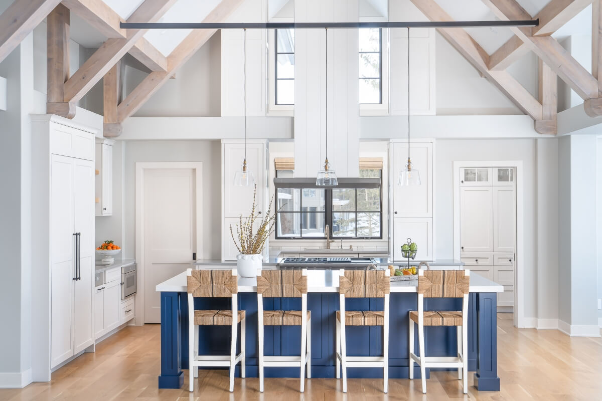 This bold and beautiful kitchen island will captivate all who enter this modern farmhouse home with Dura Supreme Cabinetry.