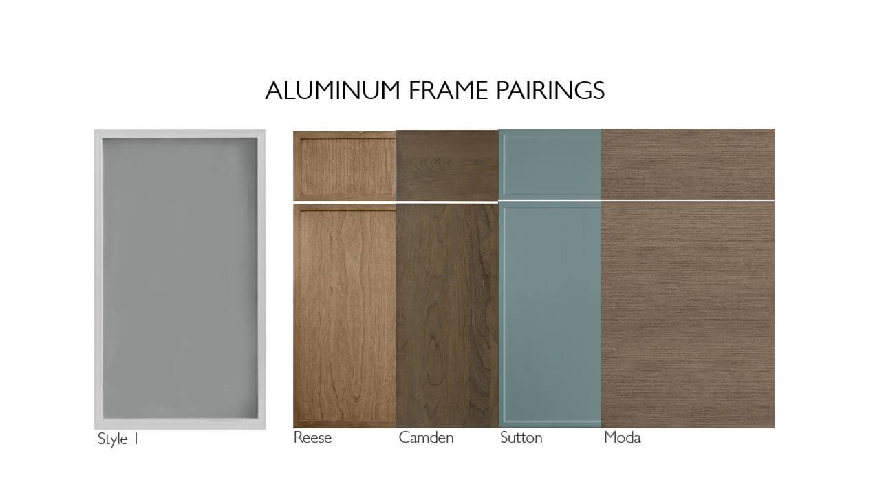 Cabinet door pairings with metal cabinet doors from Dura Supreme.