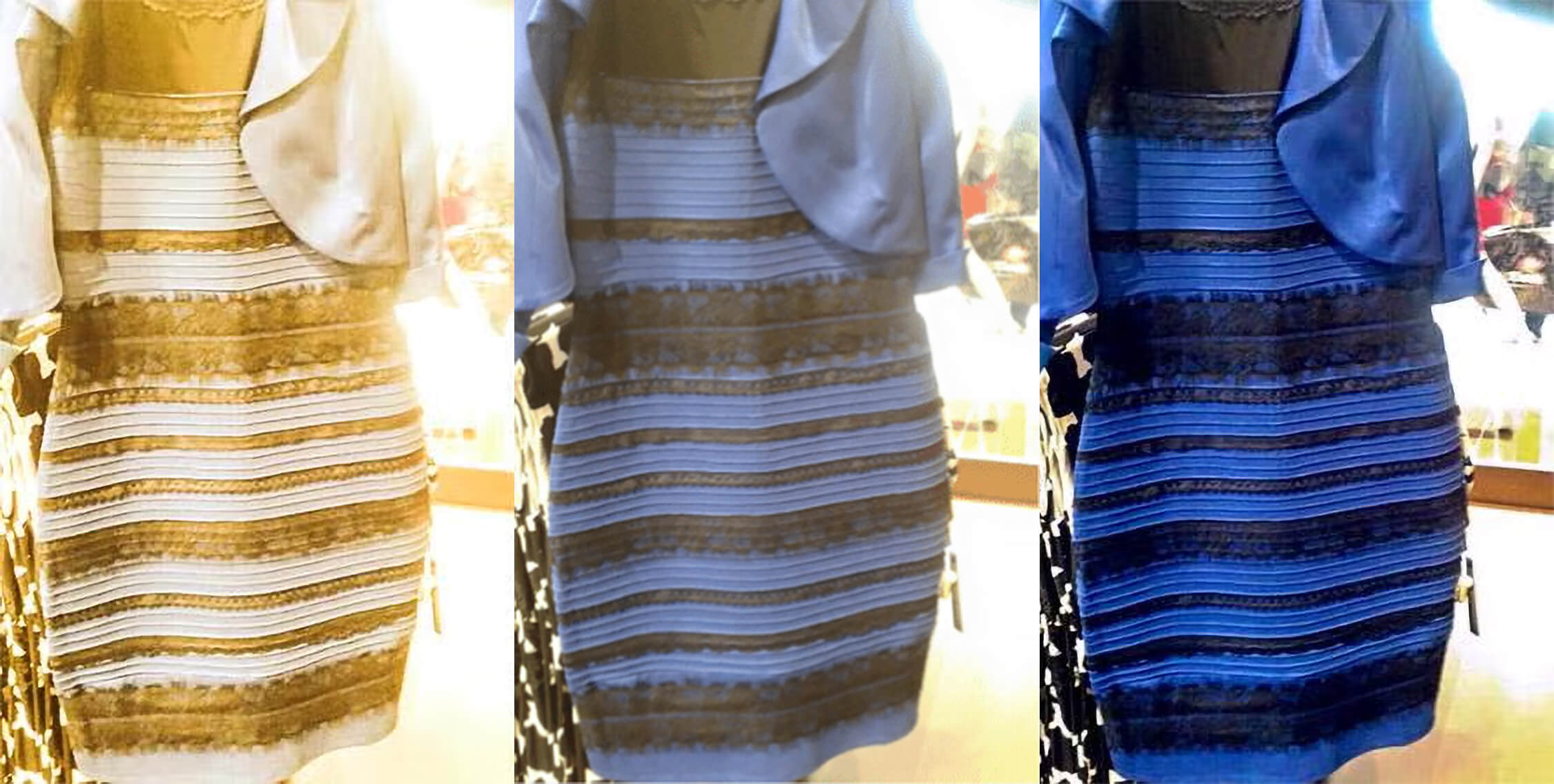 The Gold Dress vs. Blue Dress Debate caused by Color Constancy Confusion.