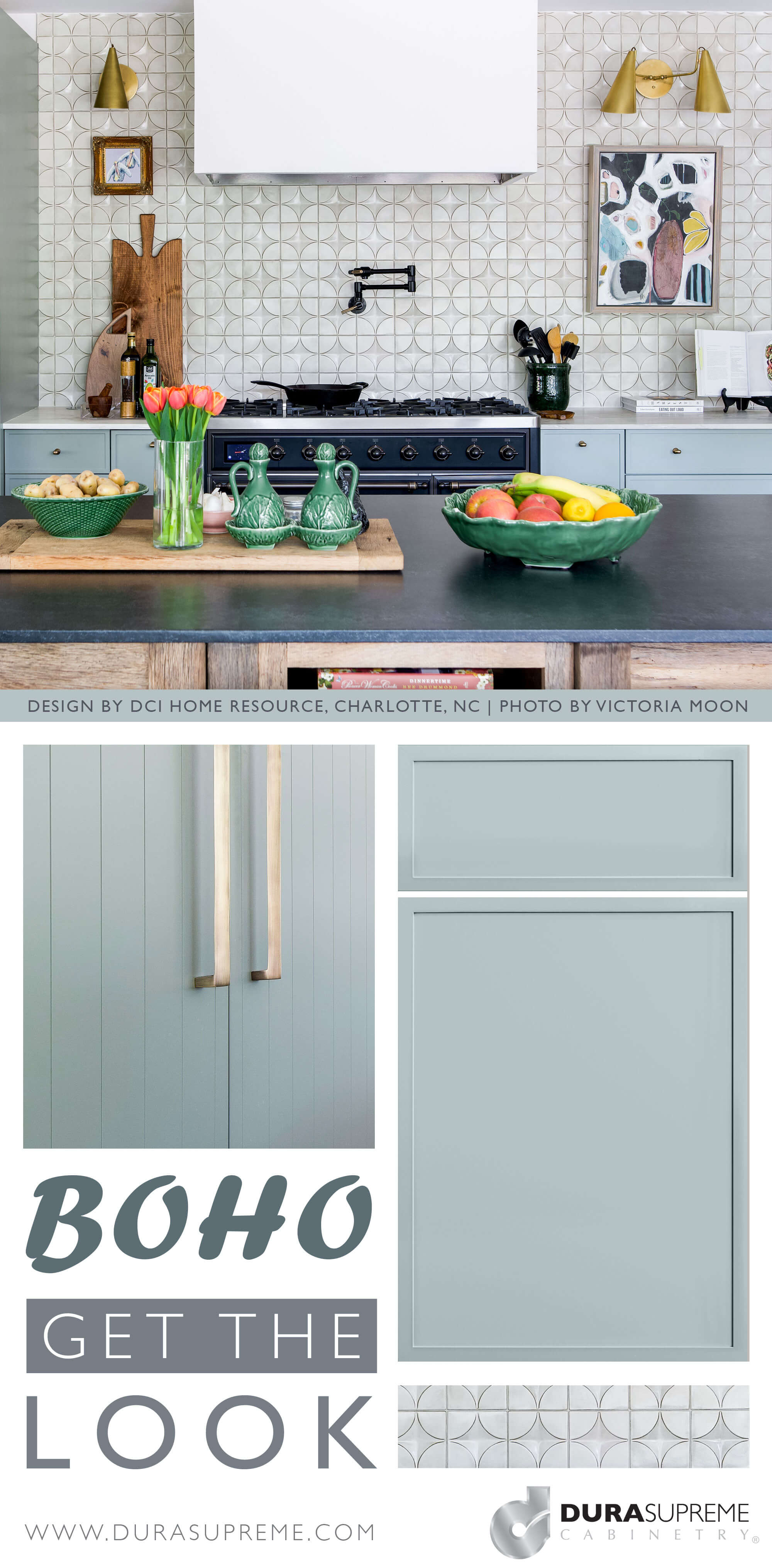 How to get the look of the Boho interior design style in a kitchen.