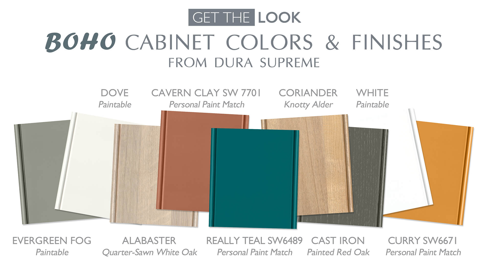 Boho style cabinet colors & finishes from Dura Supreme Cabinetry.